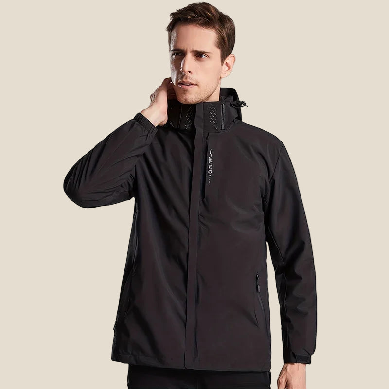 ChillGuard Men’s Casual Jacket – Windproof, Waterproof, Detachable Hood